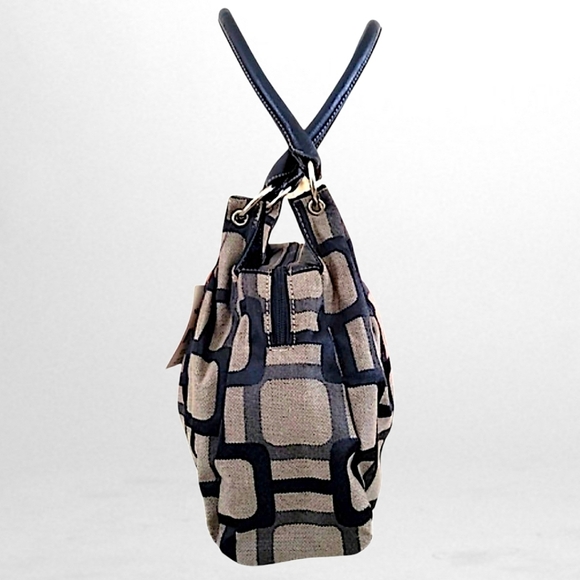 Nine West Handbag Black and Tan Geometric Pattern - Picture 5 of 11